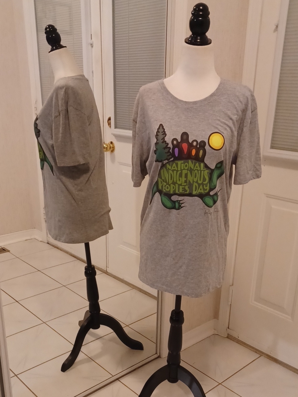4/$40 Gray "National Indigenous Peoples Day" Graphic Tee - Size Small